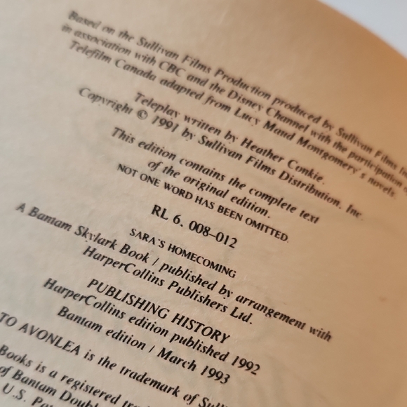 Road to Avonlea: Sara's Homecoming Book - Picture 7 of 7